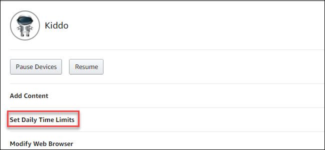 Скриншот Parent Dashboard с выделением опции Set Daily Time Limits