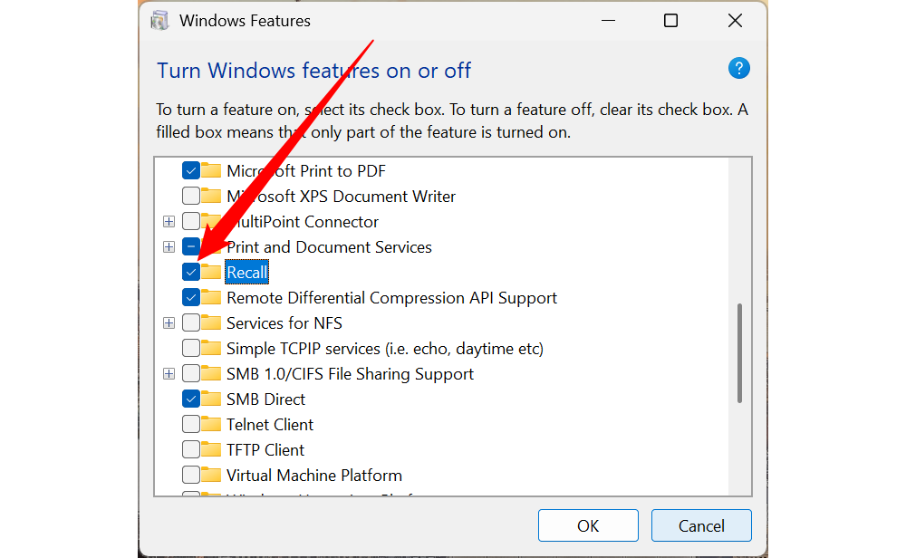 Опция для отключения Recall.