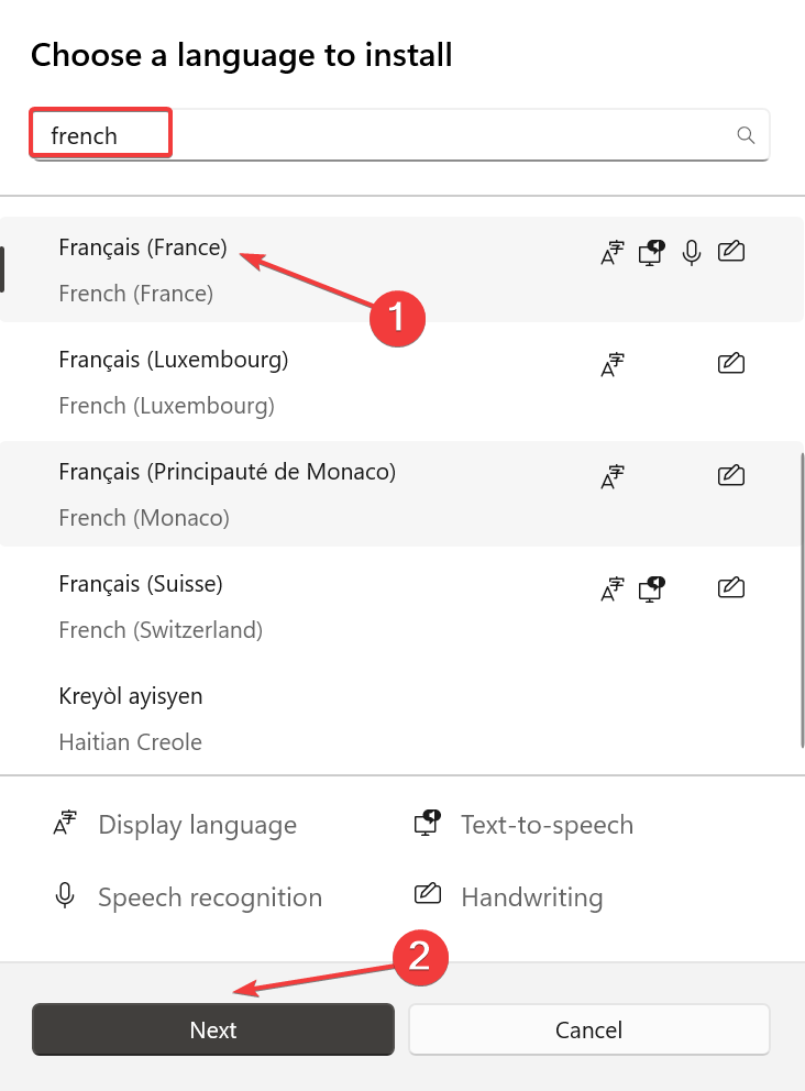 Поиск и выбор языка для установки