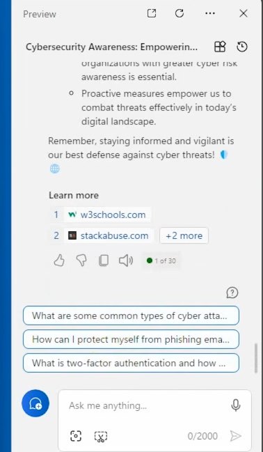 Боковая панель с объяснением от Copilot