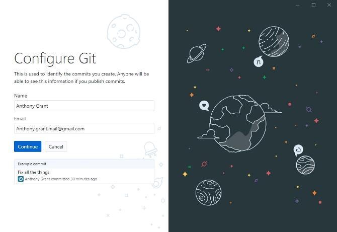 Главное окно настройки GitHub Desktop