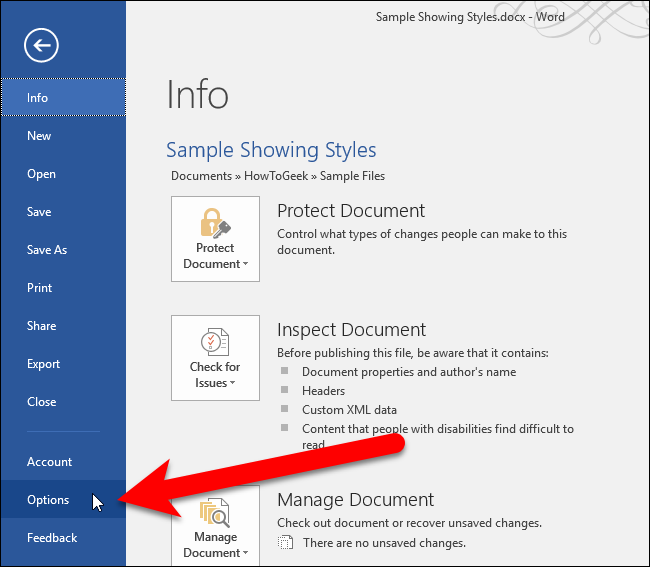 Выбор Параметров Word