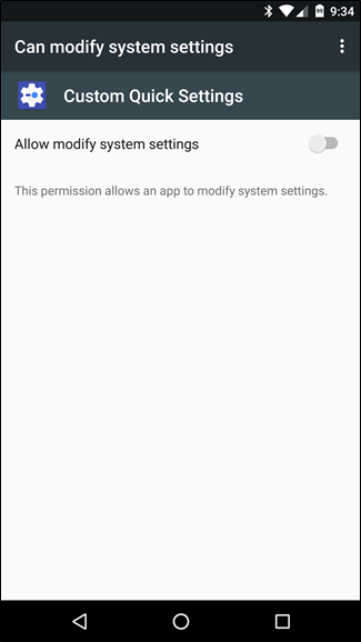 Разрешение на изменения системных настроек в Android