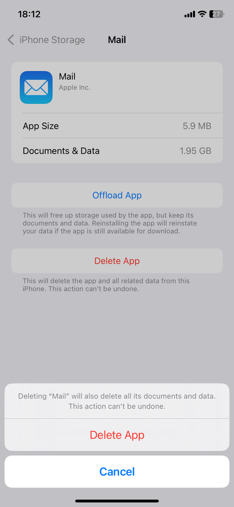 Подтверждение удаления Почты