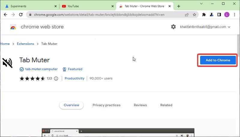 страница расширения tab muter