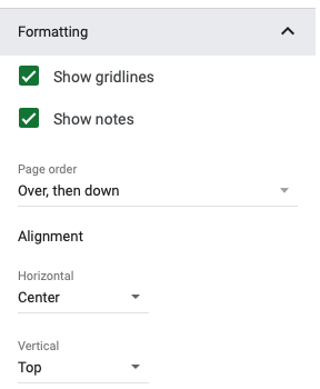 Choose the Formatting options