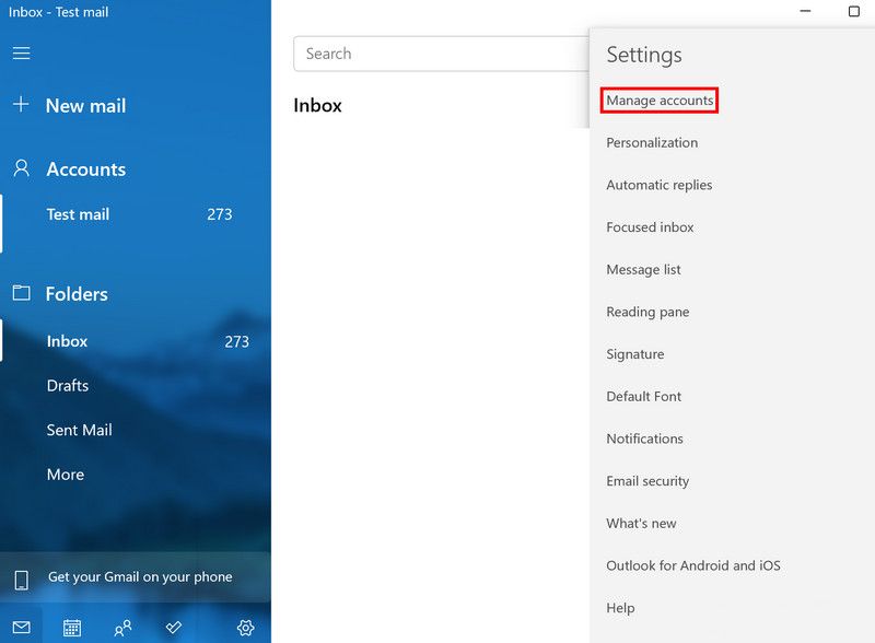 Опция управления учётными записями