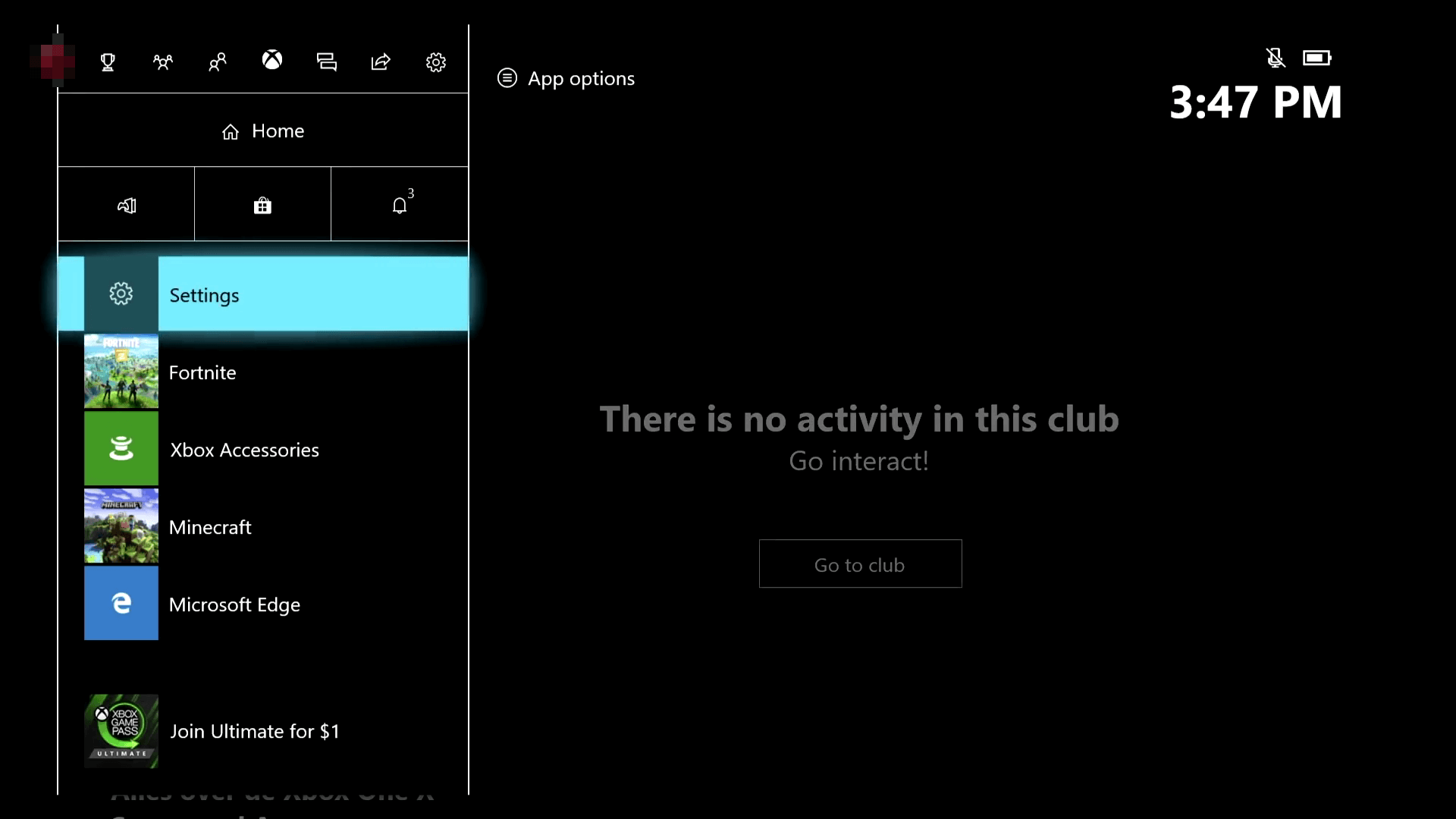 Открытие настроек на Xbox