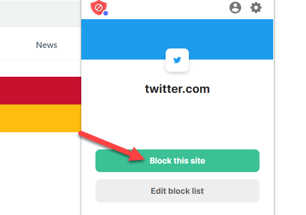 Нажмите «Block This Site» для блокировки текущей страницы