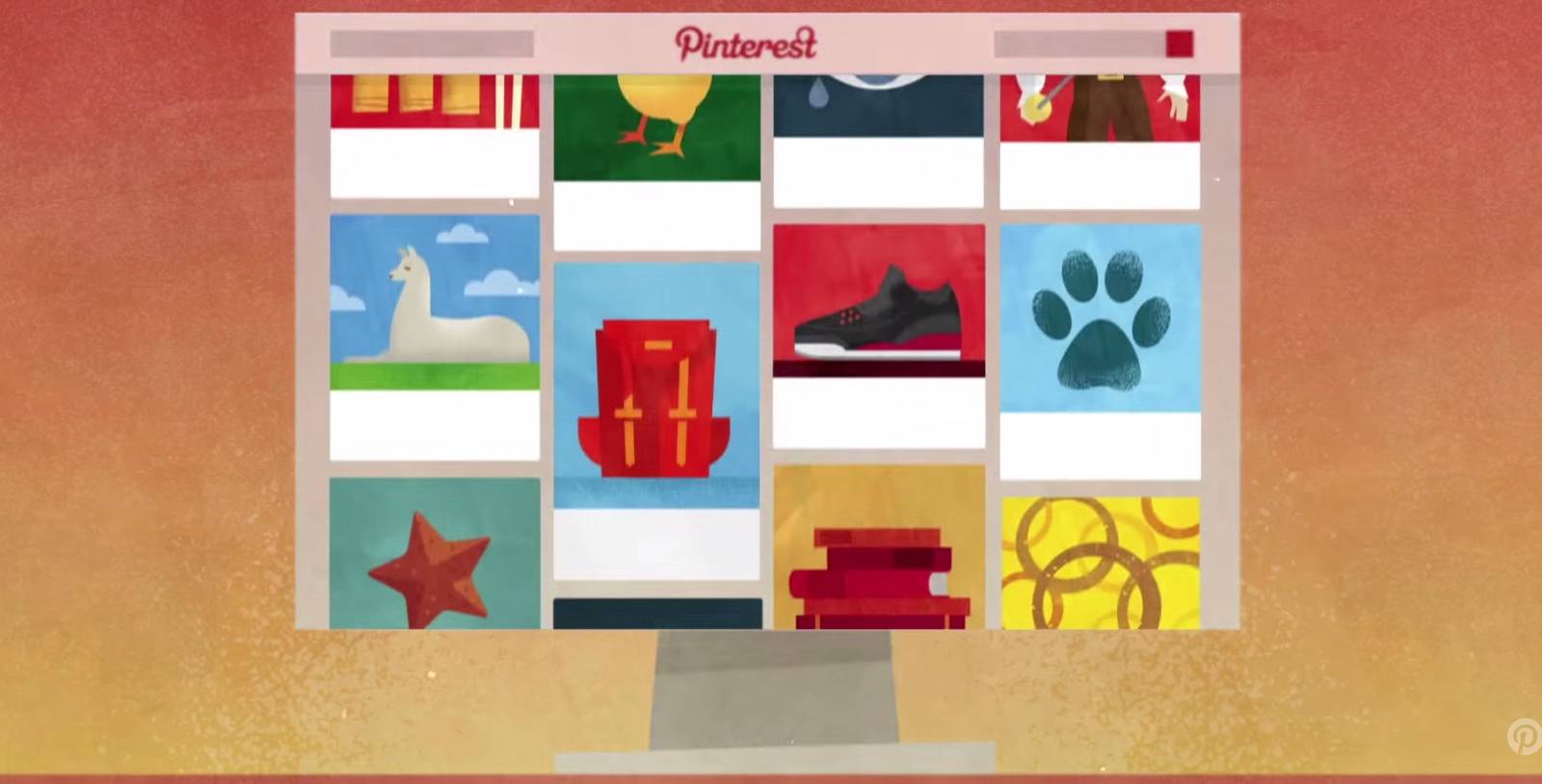 Вид доски Pinterest с примерами пинов