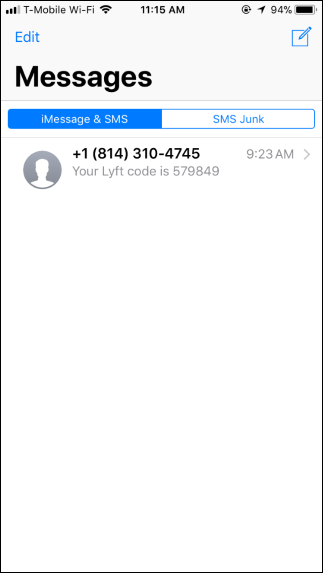 Просмотр вкладки «SMS — спам» для проверки пометок