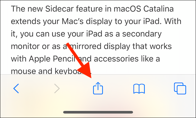 Нажмите кнопку Поделиться в Safari