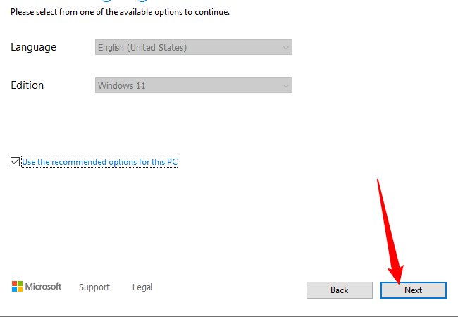 Нажмите «Next» для продолжения настройки создания носителя