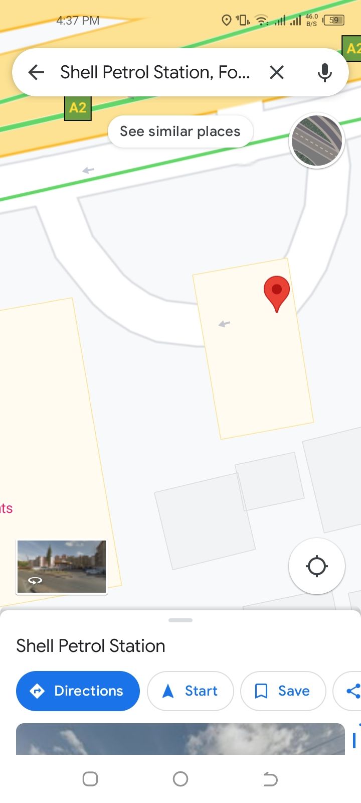 Скриншот Google Maps с навигацией
