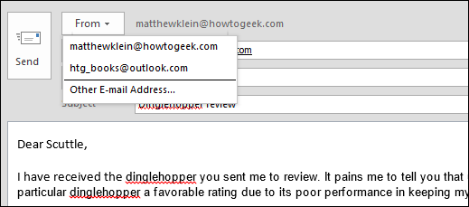 Кнопка From с выпадающим списком учётных записей