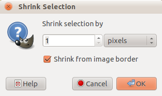 Выделение: уменьшение (Shrink) вокруг пути в GIMP