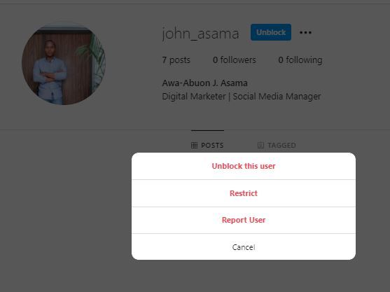 подтверждение разблокировки в Instagram через браузер