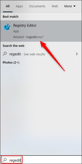 Откройте редактор реестра