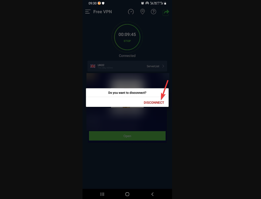 Кнопка отключения VPN