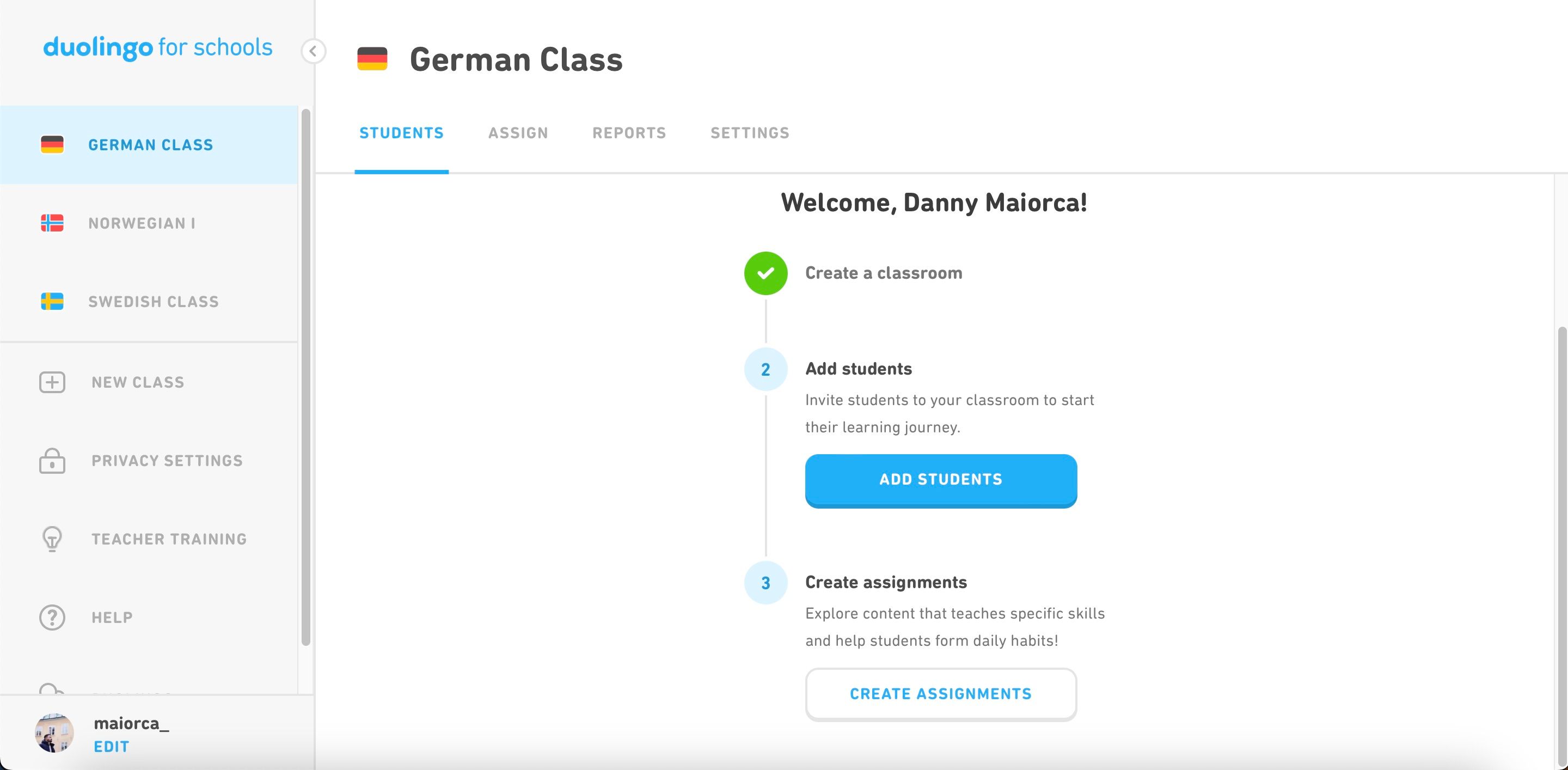 Добавить учеников в Duolingo for Schools: кнопка приглашения