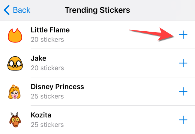 Нажмите на значок плюс, чтобы добавить стикеры в библиотеку Telegram.