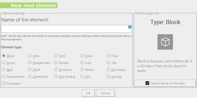 Mod elements should be given a descriptive name