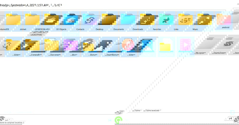 Восстановление в исходное расположение