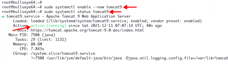 Сервис tomcat9 активен