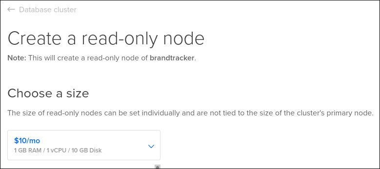 Screenshot of DigitalOcean database read-only nodes