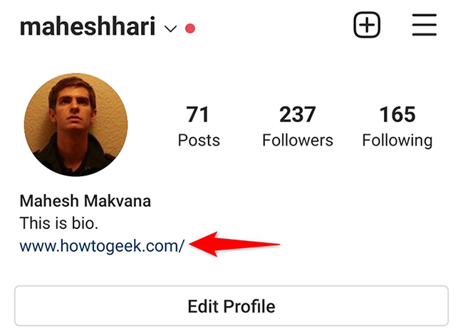 Ссылка в био в приложении Instagram.