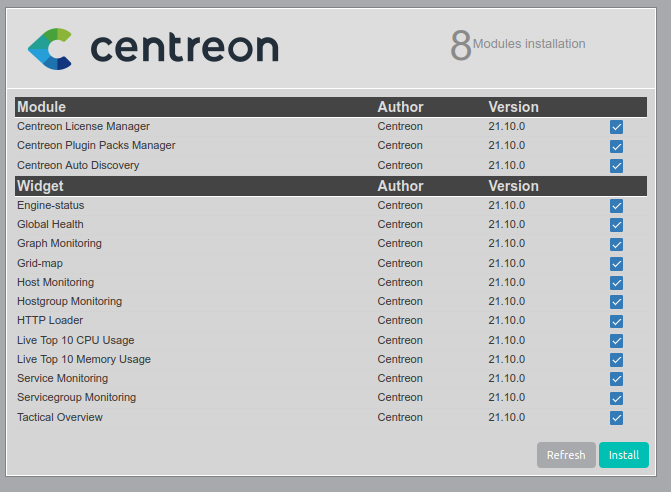 Модули и виджеты Centreon