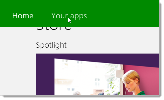 Меню Ваши приложения в Магазине