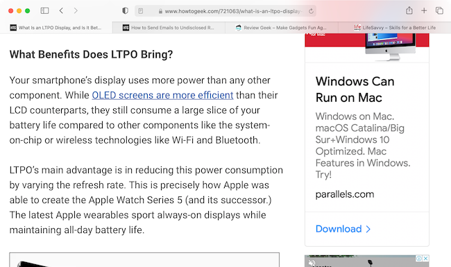 Текст в Safari с размером 24 pt