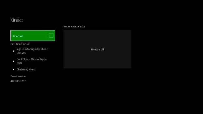 Настройки включения Kinect и микрофона