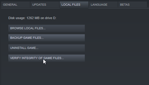 Проверка целостности файлов в Steam
