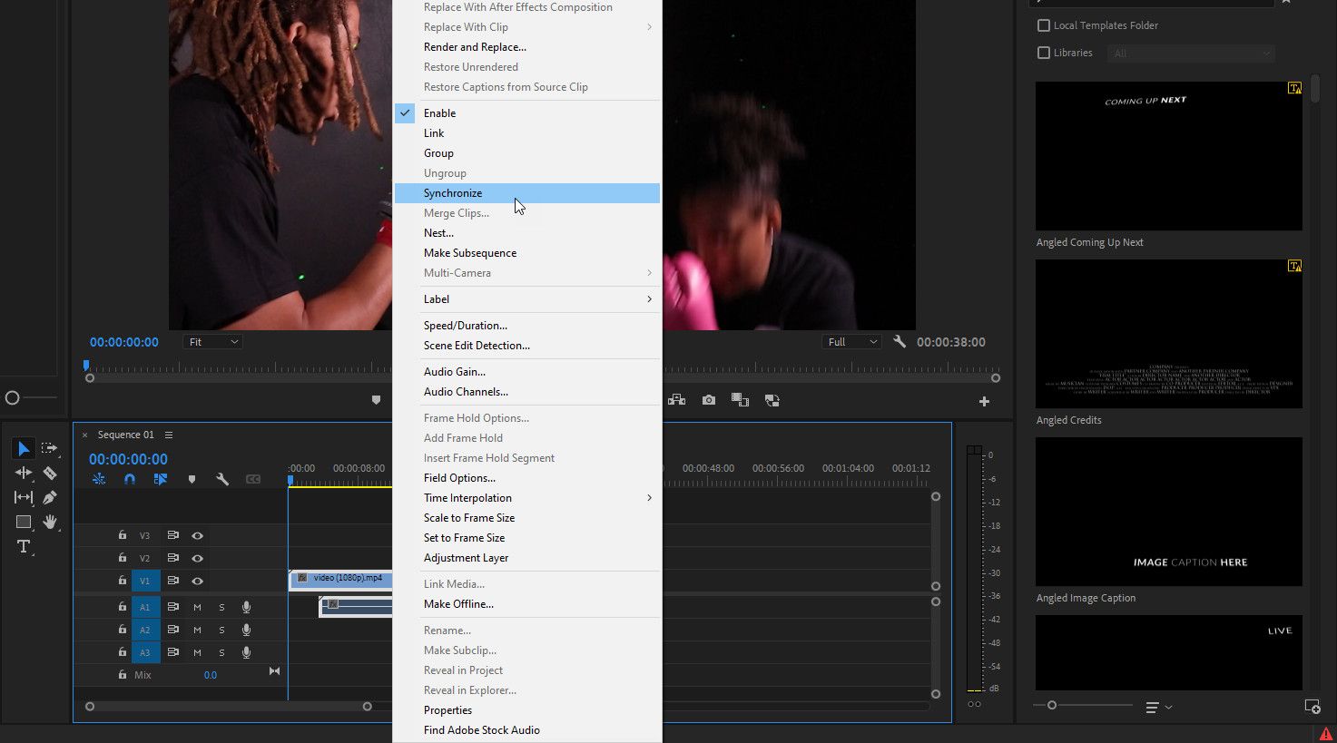 Синхронизация аудио в Premiere Pro