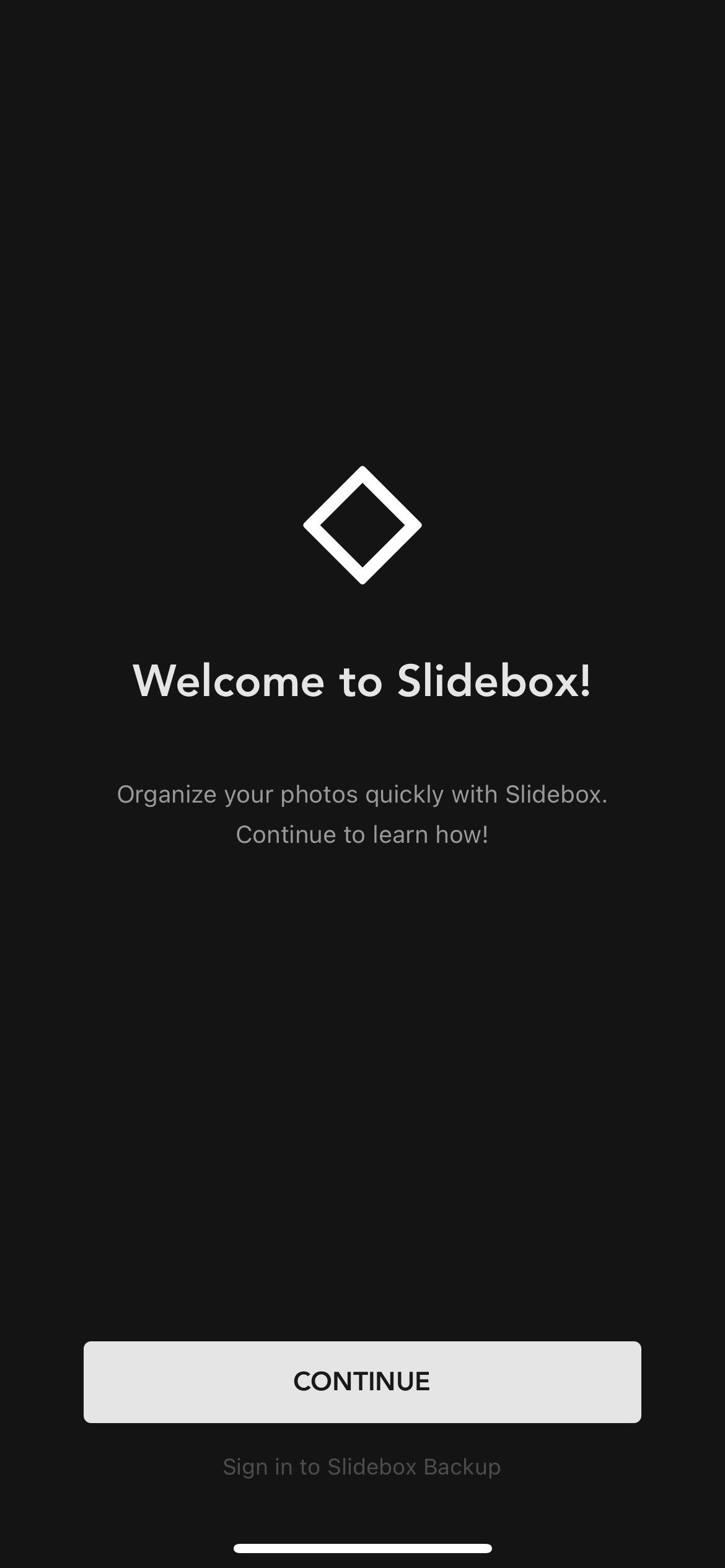 Экран приветствия Slidebox