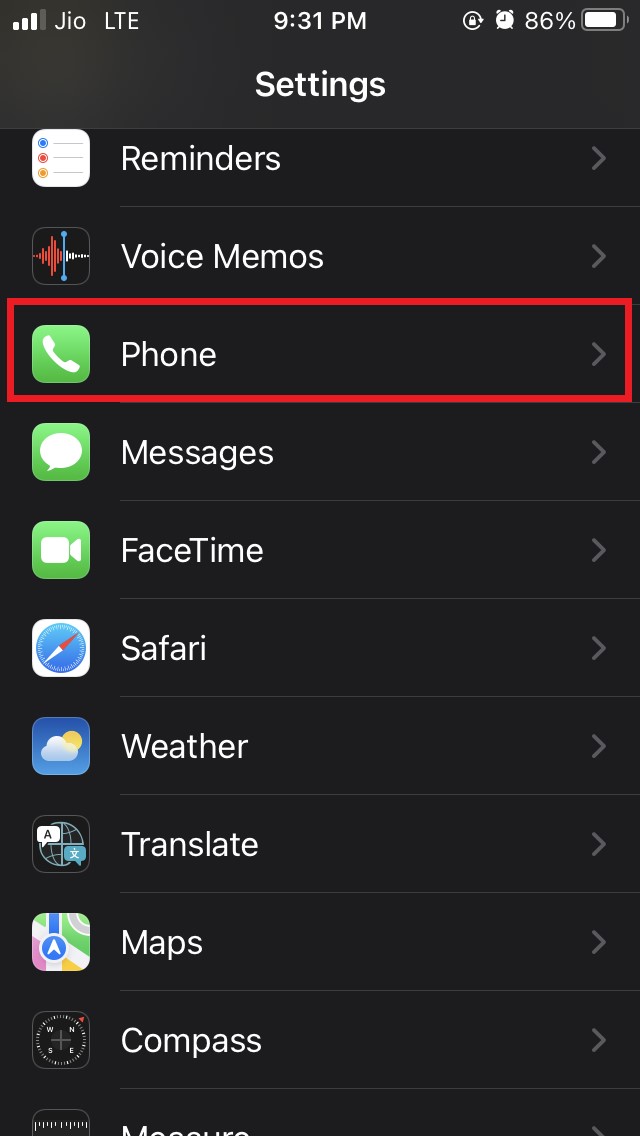 open Phone app iOS