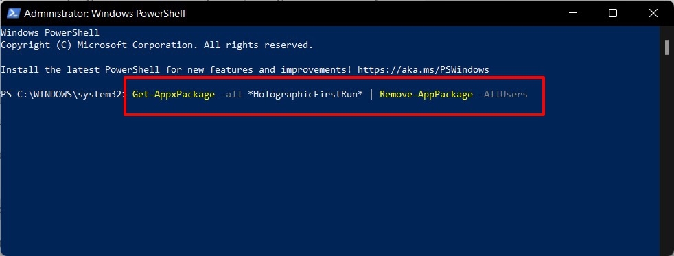 как удалить HolographicFirstRun в Windows