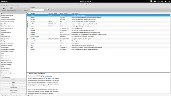 Иллюстрация списка движков и настроек в XBoard
