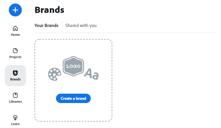 Панель брендов Adobe Spark