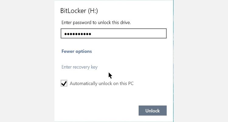 Окно запроса пароля BitLocker