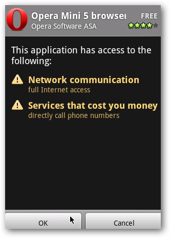 Диалог подтверждения установки