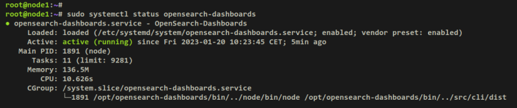 Проверка статуса сервиса Dashboards