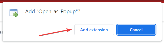 Подтверждение добавления расширения