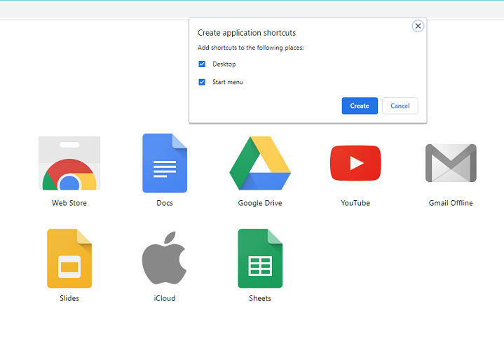 Создать ярлыки для Пуска и панели задач