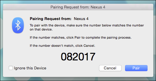 Подтверждение кода сопряжения на обоих устройствах