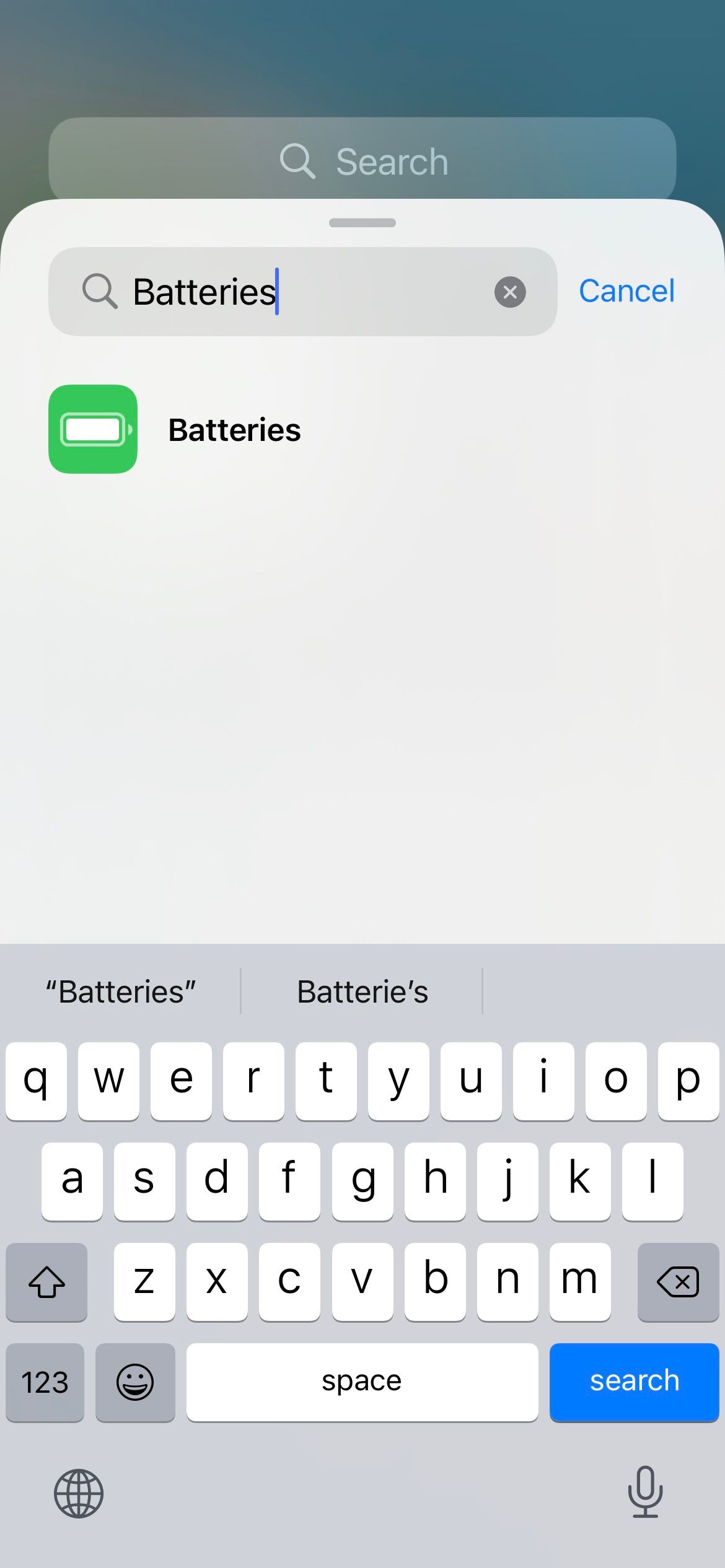 Добавление виджета батареи в Представлении «Сегодня» на iPhone 13