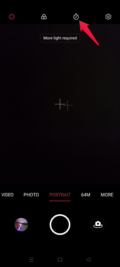 Экран приложения Камера со значком таймера