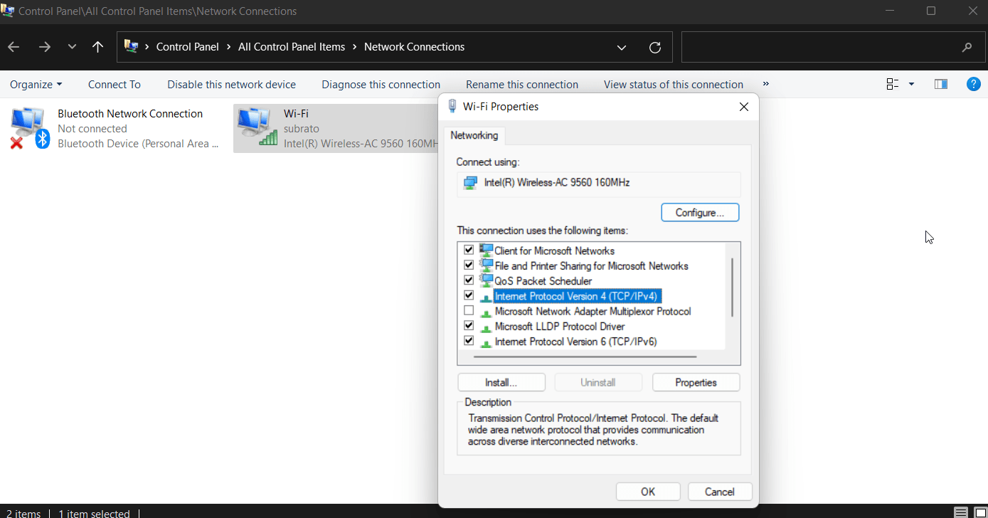 Ввод адресов DNS в Windows